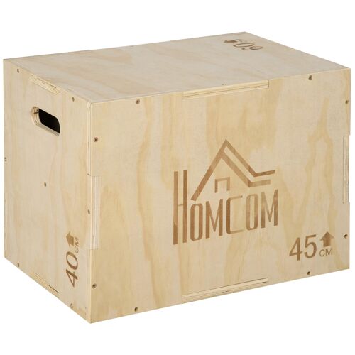 Box Jump Crossfit - Box De Pliométrie - Boite De Saut - 3 Hauteurs 40/45/60h Cm - Charge Max. 120 Kg - Bois De Hêtre