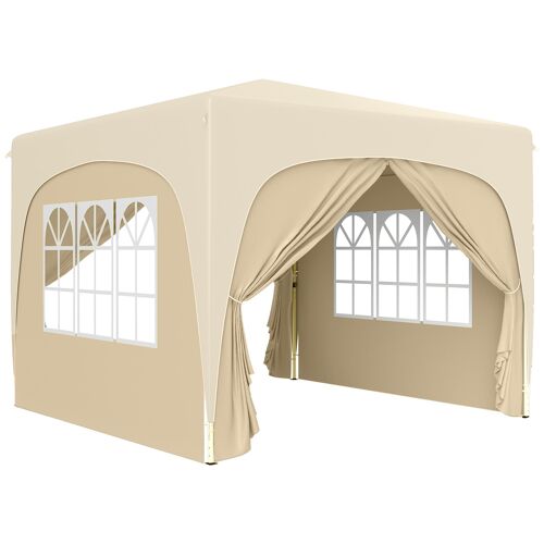 Tonnelle Barnum Pop Up Automatique 3x3m Hauteur Réglable Sac Transport Inclus Coloris Sable