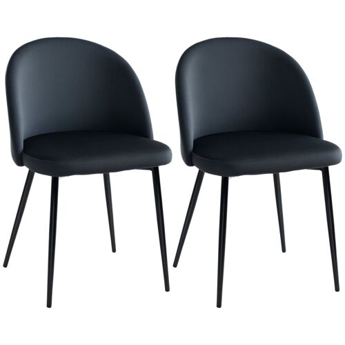 Chaises de visiteur design scandinave - lot de 2 chaises - pieds effilés métal noir - assise dossier ergonomique velours noir
