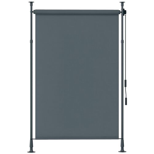 Store extérieur sur pied store manuel rétractable enroulable réglable H.2,2-3,1m sans perçage métal polyester gris
