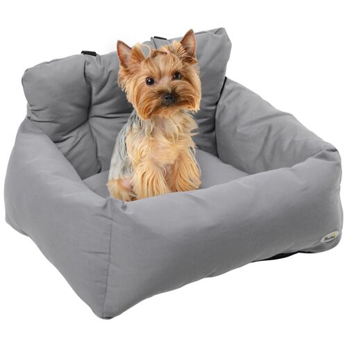 Pawhut Sac De Transport Pour Chien Chat - Siège Auto Pour Chien Chat - Housse De Siège Pour Chien Chat - Déhoussable, Sangles Ajustables, Attache - Coton Gris