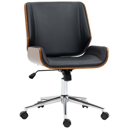 Chaise de bureau manager Vintage bois acier chromé noir