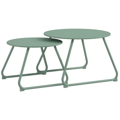 Lot De 2 Tables Basses Gigognes De Jardin Métal Époxy Vert