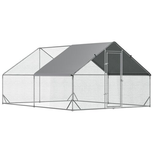 Enclos Poulailler Chenil 12 M² - Parc Grillagé Dim. 4l X 3l X 2h M - Espace Couvert - Acier Galvanisé