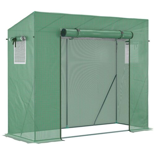 Serre De Jardin Balcon 1,54 M² - Porte Zippée Enroulable, 2 Fenêtres Moustiquaires - Acier Pe Haute Densité Anti-Uv Vert