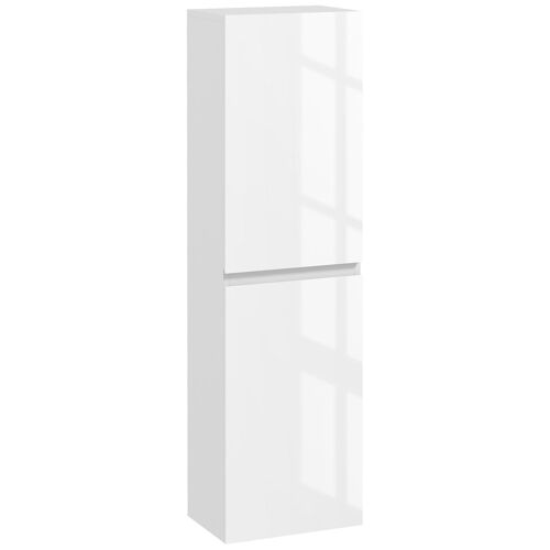 Meuble colonne rangement salle de bain style contemporain façade laquée 2 portes étagères blanc