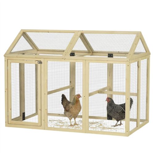 Enclos Poulailler Chenil 1,23 M² - Parc Grillagé Dim 140l X 88,5l X 106h Cm - 2 Portes Verrouillables - Bois Sapin