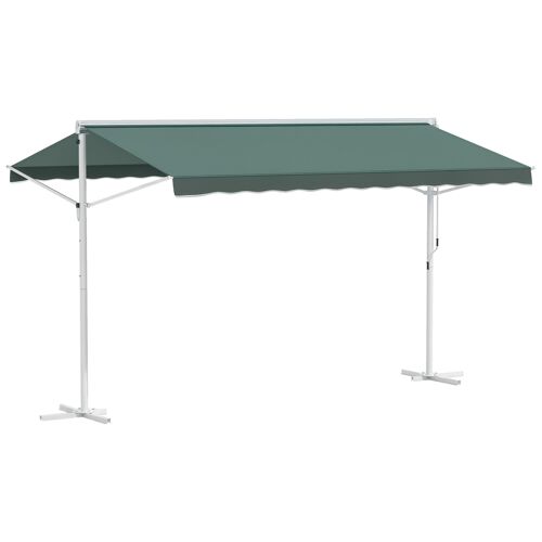 Store Double Pente Manuel R?tractable Inclinaison R?glable Métal Polyester Imperm?abilis? 3,95l X 2,98l X 2,55h M Vert Fonc?