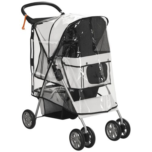 Poussette Buggy Pliable Animaux Chariot Pliant Chien Chat Porte-Gobelet Panier De Rangement Inclus Roues Avec Frein Tissu 600d Oxford Métal Gris