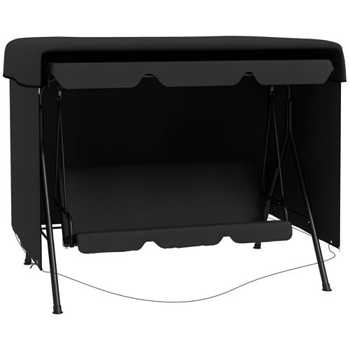 Housse De Protection Balancelle De Jardin Bâche Étanche Dim. 2,15l X 1,55l X 1,5h M Pe Noir