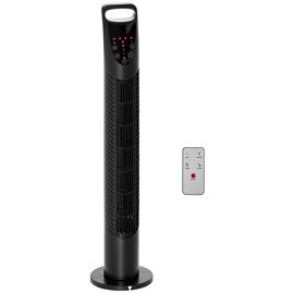 Ventilateur colonne tour oscillant silencieux 40 W télécommande panneau contrôle tactile 3 vitesses Ø 18 x 78H cm noir