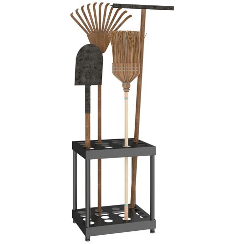 Organisateur d'outils de jardin 16 compartiments acier époxy noir