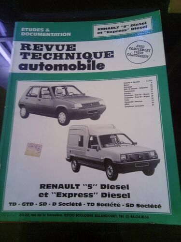 Revue Technique Automobile . Renault 5 Diesel Et Express Diesel . Etai