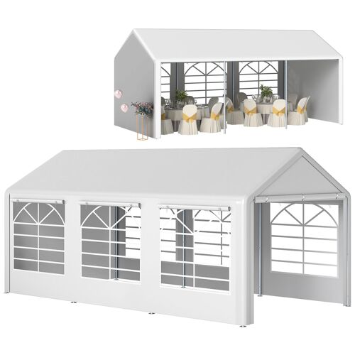 Barnum Tonnelle Tente De Réception 3 X 6 M - 6 Fenêtres, 2 Portes - Acier Galvanisé Pe Blanc