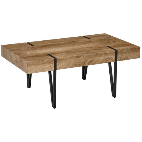 Table basse style industriel métal noir aspect ancien bastaing bois