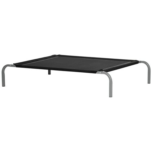 Lit Pour Chien Chat Xl Grand Confort Sur Pied - Dim. 110 X 75 X 20 Cm - Métal Gris Textilène Micro-Perforé Noir