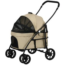Poussette Pour Chien Pliable Nacelle 2 En 1 - Poignée, Housse Zippée, Pochette - Acier Oxford
