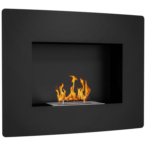 Cheminée bioéthanol encastrable design - 0,9L - 66 x 16 x 52 cm - acier inox. noir