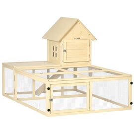 Clapier Enclos Cage À Lapin 2 Niveaux Dim. 151l X 106l X 97h Cm - Aire De Jeu, Rampe, Portes Verouillables - Bois Sapin