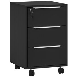 Caisson de bureau mobile 3 tiroirs panneau de particules et MDF noir