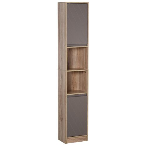 Meuble colonne rangement salle de bain style cosy dim. 30L x 24l x 170H cm 2 portes étagère 2 niches chên