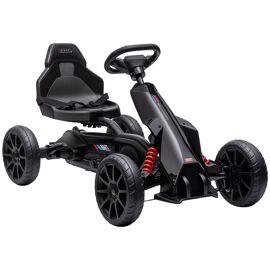 Kart À Pédales Enfant Go Kart Formule 1 Racing Aileron Avant Carter Chaine Fermé Siège Réglable Avec Ceinture Noir