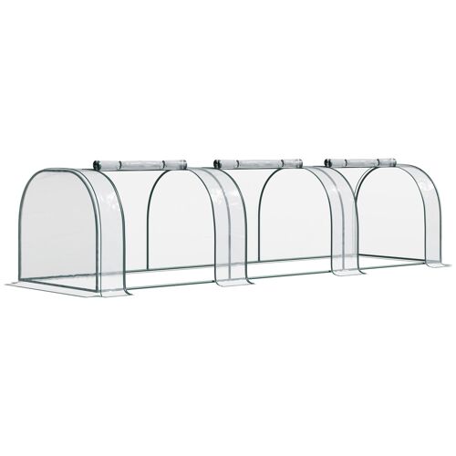 Serre De Jardin Tunnel Serre À Tomates 3,5l X 1l X 0,8h M 3 Portes Zippées Bâche Pvc Transparent Métal Époxy Vert