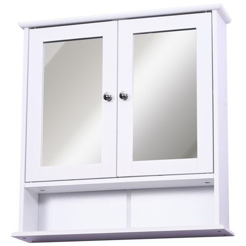 Armoire murale étagère salle de bain 56L x 13l x 58H cm double porte miroir étagère réglable MDF blanc