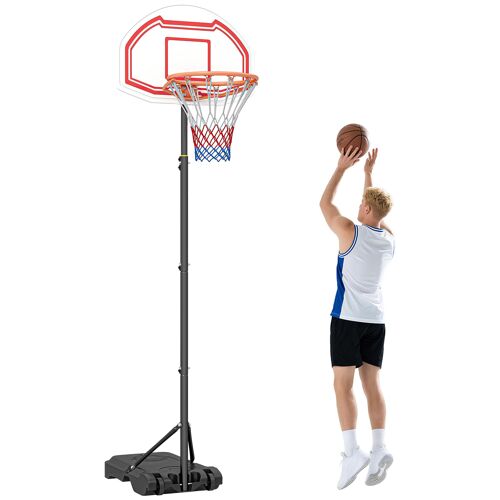 Panier De Basket-Ball Sur Pied Avec Poteau Panneau - Base De Lestage Sur Roulettes - Hauteur Réglable 5 Niveaux 2,45-2,95 M - Acier Hdpe Noir Blanc