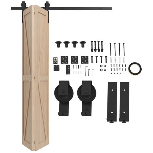 Kit de porte coulissante système galandage pour porte épaisseur 40-55 mm longueur rail 1,52 m charge max. 90 Kg acier au carbone noir