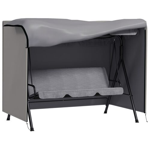 Housse De Protection Balancelle De Jardin 3 Places Bâche Étanche Dim. 2,05l X 1,24l X 1,64h M Polyester Pvc Haute Densité Gris