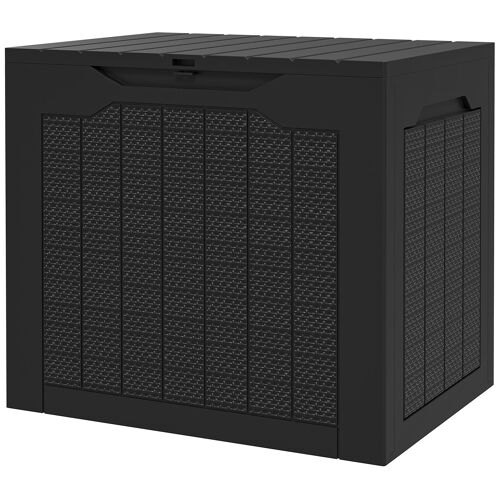 Coffre de jardin 93L dim. 56 x 41 x 50 cm effet rotin et bois noir