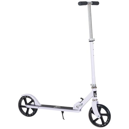 Trottinette Pliable Hauteur Guidon Réglable Sur 4 Niveaux Système De Freinage Arrière Blanc Dim. 88l X 37l X 75-100h Cm