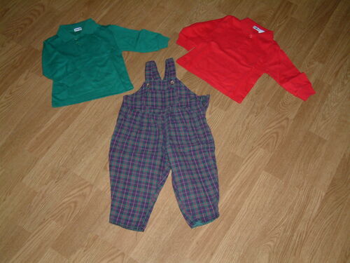 2 Polos Manches Longues + Salopette Printemps 12 Mois