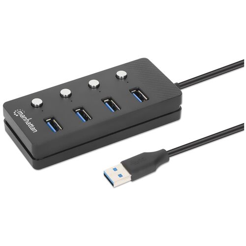 Manhattan 180887 hub & concentrateur USB 3.2 Gen 1 (3.1 Gen 1) Type-A 5000 Mbit/s Noir