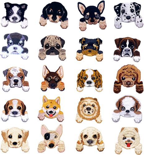 Kalanka-Ecussons Thermocollants, 20 Pcs Chien Patch Thermocollant Ecusson À Coudre Pour Vêtement T-Shirt Jeans Veste