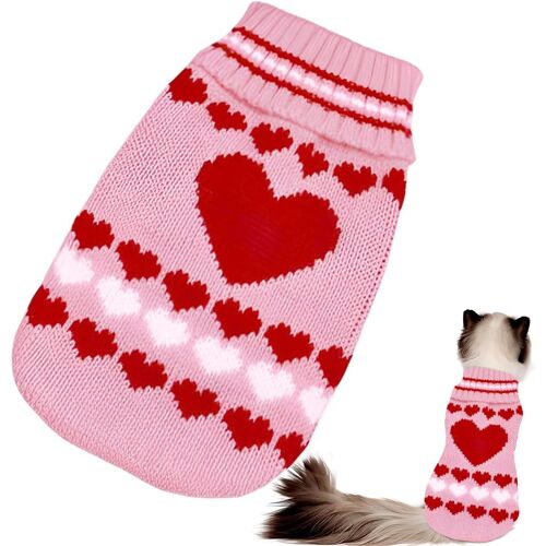 Kalanka-Pull En Tricot Pour Chats, Vêtements De Chat D'hiver Avec Amour, Pull Pour Chat Hiver, Pull Pour Animaux, Manteau En Tricot À Col Roulé, Pull Chat Tricoté Chaud, Gilet Pour Animaux De Compagn