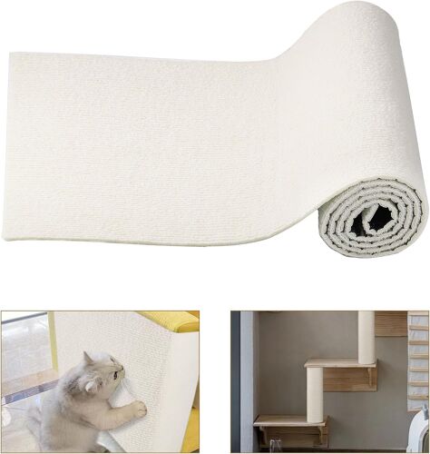 Kalanka-30 X 100 Cm - Tapis Griffoir Autocollant Pour Chat - Protection Contre Les Rayures - Tapis Griffoir Pour Chat - Pour Protéger Tapis, Canapé, Protection Des Meubles (Beige)