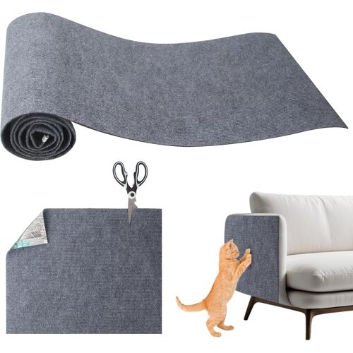 Kalanka-Protection Canape Chat Anti Griffe, 200 X 40 Cm Protection Canape Chat, Auto-Adhésif Griffoir Pour Chats Griffoir Pour Facile À Couper,Meubles,Murs,Sisal Et Moquette (Gris)