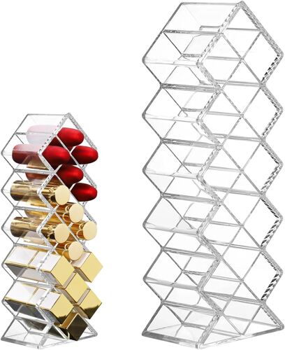Kalanka-Rangement Rouge A Levre 16 Grilles, Transparente Organisateur De Rouge À Lèvres, Boîte Rangement Gloss, Rangement Rouge A Levre En Acrylique, Pour Conserver Les Rouges À Lèvres Et Les Gloss 