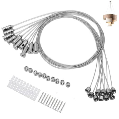 Kalanka-Kit De Suspension En Câble Acier Inoxydable, 10 Pièces, 1.5 Mm X 1 M, Fixation Plafond Pour Plafonniers À Panneau Led, Capacité De Charge Élevée, Design Réglable Kit Suspension Luminaire