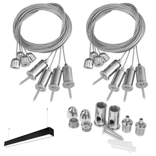 KALANKA-4 Pièces Matériel Suspension Luminaire Acier Inox Suspendu, Câble-corde Métallique à Goujon de Plafond, Fil à Suspendre Ajustable, Tendeur Cable Inox pour Panneau de Plafond LumièRes LinéAire