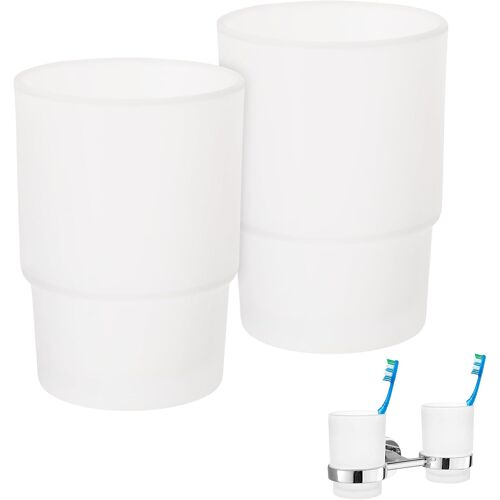 KALANKA-Tasse de Brosse à Dents, 2 Pièces Gobelets de Rechange en Verre Dépoli pour Enfants, Reutilisable Tasse de Salle de Bain pour Remplacement Mural, Porte-Brosse à Dents Mural pour Hôtel, Chambr