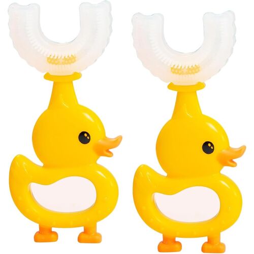 Kalanka-Brosse À Dents En Forme De U, 2 Pièces, Manuelle, Enfant, Pour Enfants De 2 À 8 Ans, Arrondie En Silicone, Large Et Circulaire, 3 Côtés En Mousse Manuelle, Pour Garçons Et Filles 