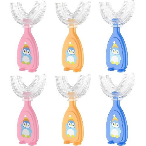 Kalanka-6 Pièces Brosse À Dent Enfant En Forme De U Poils En Silicone, 360 Degrés Tête De Brosse À Dent Manuelle Bébé Garçons Et Filles Âge 2-6 Ans Brossage Nettoyage Oral (6pcs) 