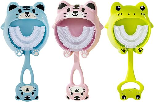Kalanka-3 Pièces Brosse À Dent Enfant En Forme De U, Brosse À Dent Enfant Manuelle Avec Poils En Silicone, Pour Les Enfants De 2 À 10 Ans, Fournit Un Nettoyage Complet 