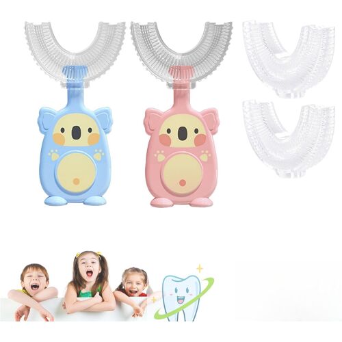 Kalanka-360 Brosse À Dents En Forme De U Pour Enfants De 2 À 6 Ans, 2 À 4 Ans, 4 À 7 Et 6 À 8 Ans, Toutes Les Dents Arrondies, Ronde, Large, 3 Côtés En Mousse, Manuel, Pour Garçons Et Filles 