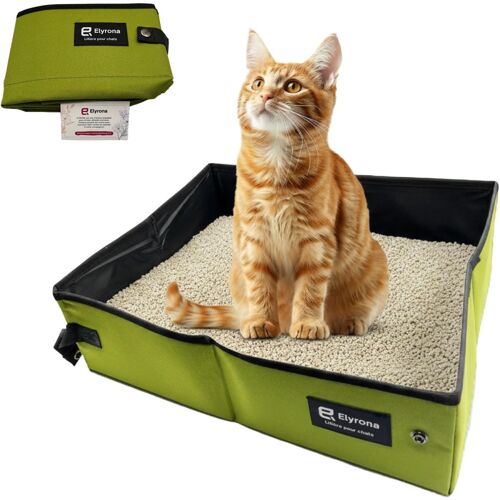 Kalanka-Litière Pour Chat Pliable Portable, Bac Litière Voyage Imperméable, Toilette Portable, Litière De Voyage Pliable Pour Déplacements, Usage Maison Et Extérieur (Vert)