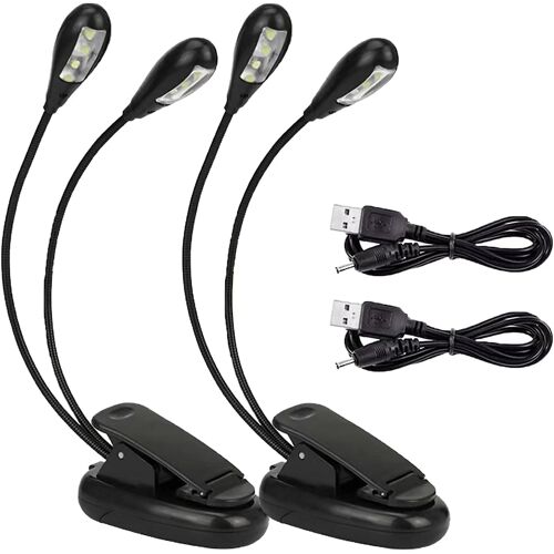 Kalanka-Lot De 2 Éclairages Led Pour Pupitre À Musique, 8 Led Avec Câble Usb Lampe, Luminosité Réglable 2 Niveaux, Convient Pour Support De Piano, Bureau, Pupitre À Musique