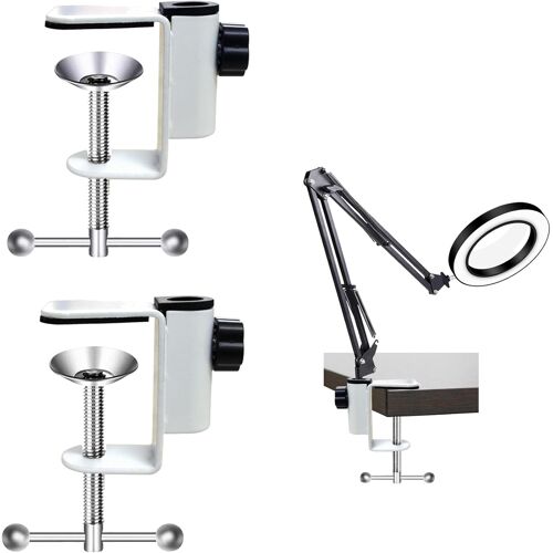 Kalanka-Pince C En Acier Inoxydable - Clips Pour Poutres I Lampes De Bureau Et Chevet À Bras Long Supports Porte-À-Faux Métalliques Tigres Socles Boutons Fixation Bille (2 Pièces, Blanc)